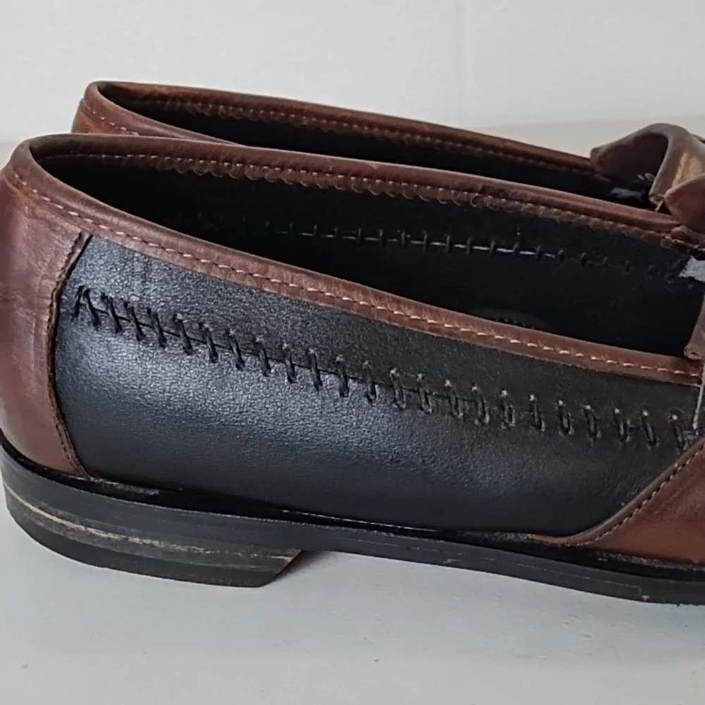 J Murphy Soft Supple Leather Uppers & Soles Black & Brown Tassel Loafers 10N